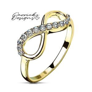 Women's Dainty Gold Infinity Wedding Ring - Paved Gem Infinity Engagement Ring